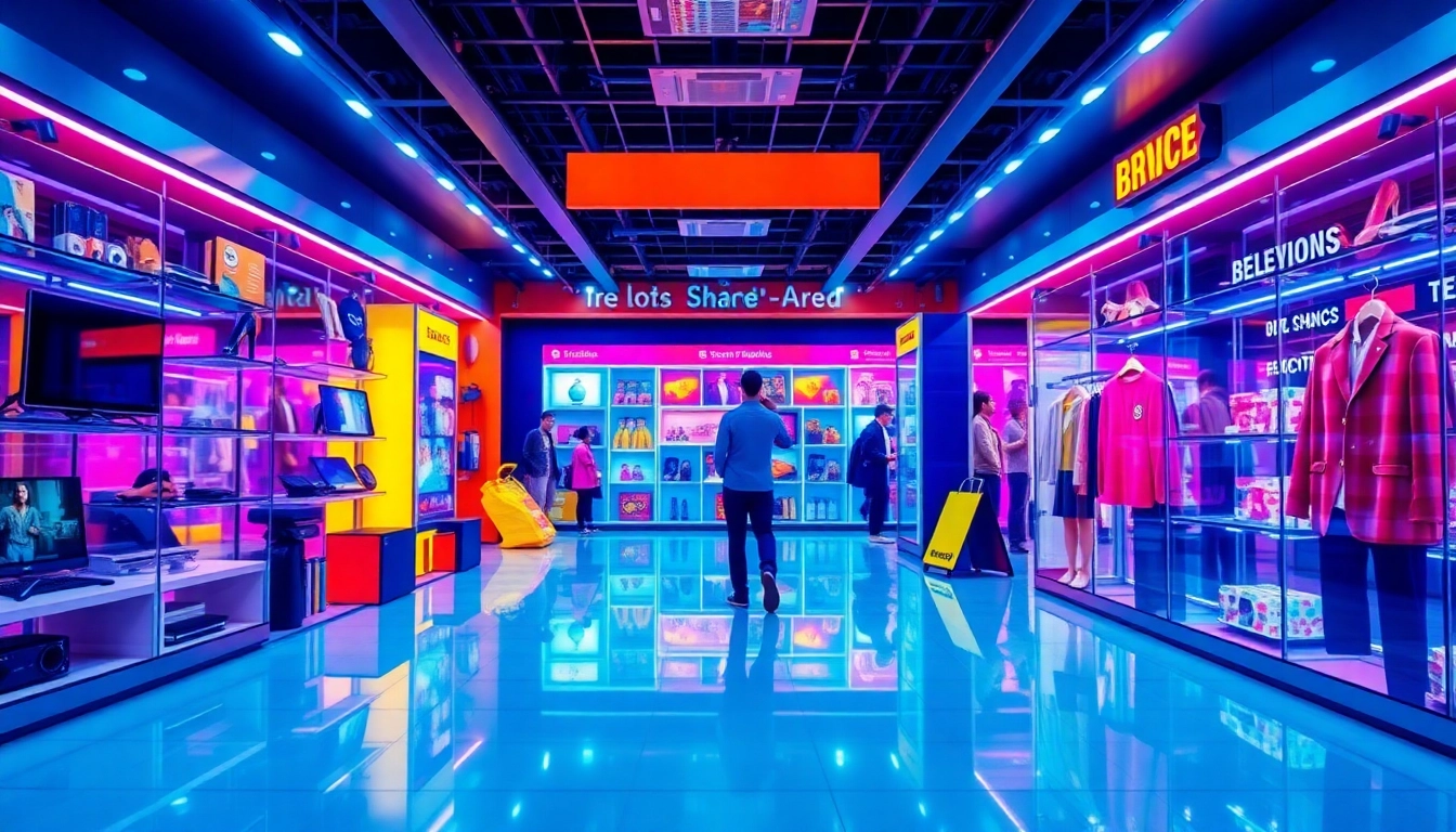 Explore ultimateshop's stylish product selection with vibrant displays and engaging visuals.