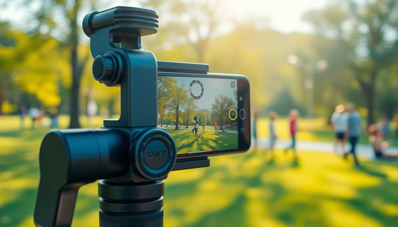 Use a gimbal to create stunning, stable footage in a lively outdoor setting.