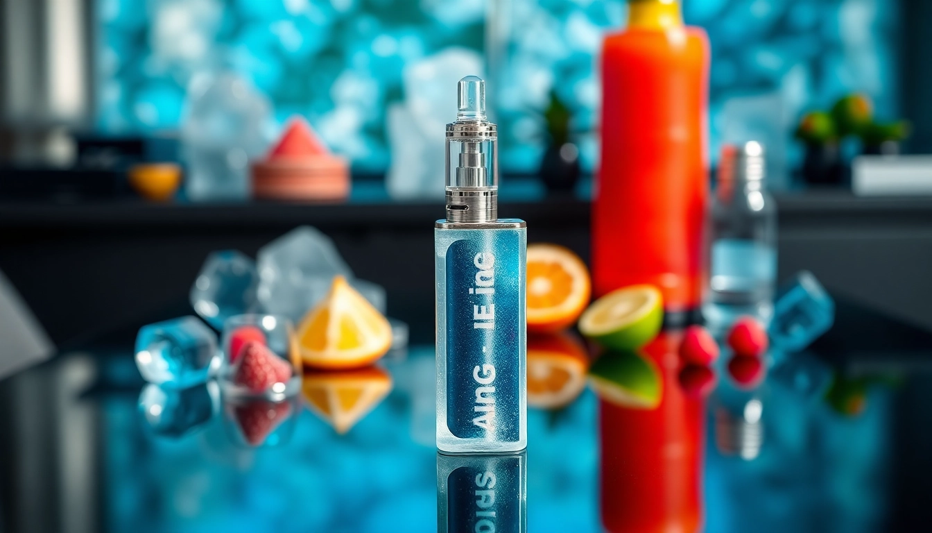 Showcasing the Elf Bar Ice King 30000 disposable vape with vibrant flavors in a sleek setting.